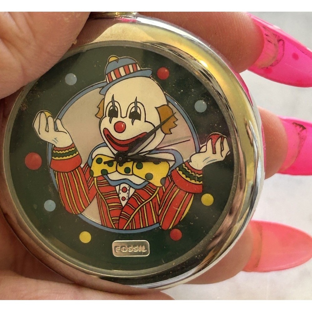 VTG Fossil Circus Clown Limited Edition Pocket WatchLE-9491 (NEW BATTERY NEEDED)
